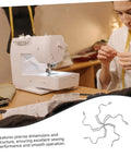 Woman using sewing machine with Ten Pack Pro Grade Finger Guard Springs For Sewing Machines Hand Safety Shield Needle Guard Easy Install Durable Sewing Machine Accessory For Safe Stitching That Lasts visible on table.