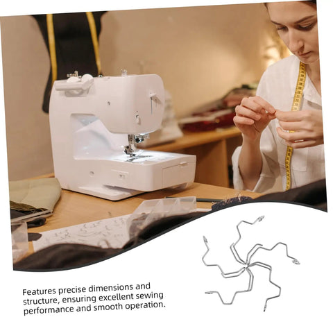 Woman using sewing machine with Ten Pack Pro Grade Finger Guard Springs For Sewing Machines Hand Safety Shield Needle Guard Easy Install Durable Sewing Machine Accessory For Safe Stitching That Lasts visible on table.