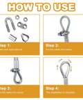 Installation guide for 12 Pieces M5 Stainless Steel Wire Rope Clip Clamp Set With Thimbles And Aluminum Crimping Loops