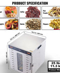 Big Time 1000W Electric Food Dehydrator With 10 Spacious Stainless Steel Trays And Easy Digital Controls image showing product specs and kitchen use.