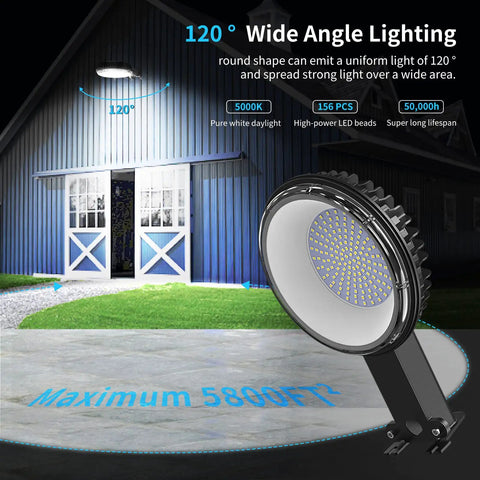 2 Pack 150W LED Barn Light Dusk To Dawn Outdoor Security Flood Light With Photocell Sensor 12,000 Lumens IP65 Waterproof 5000K Daylight Bright As Day Replacement For 900W MH HPS Barn Garage Yard