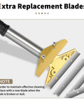 Heavy Duty 4 Inch Scraper Tool With Ten Extra Metal Blades for paint glue gum residue removal, focus on scraper head and blades
