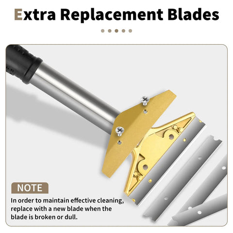 Heavy Duty 4 Inch Scraper Tool With Ten Extra Metal Blades for paint glue gum residue removal, focus on scraper head and blades