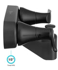 Rv Tub And Shower Faucet Diverter Valve With Winged Levers Matte Black Finish side view, 1/2 inch thread NPS, for seamless control in RVs