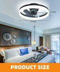 20 Inch Modern Bladeless Ceiling Fan With Lights Remote Control 6 Speeds 3 Color Options in bedroom setting