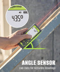 High Precision Laser Distance Meter With Angle Sensor Pro Grade DIY Friendly Tool 328 Feet Range 100 Meters in hand on angled beam