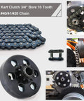 Beefed Up Go Kart Clutch With Three Quarters Inch Bore And Ten Tooth For 40 41 420 Chain showing chain and clutch details