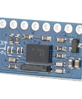 Nine Axis BNO055 Sensor Module With 3 Axis 12 Bit Accelerometer And 16 Bit Gyroscope Flexible Output For Accel Gyro And Magnetic Data Pro Grade Motion Sensor For Smartphones And Wearable Devices blue PCB board with chip and solder pads