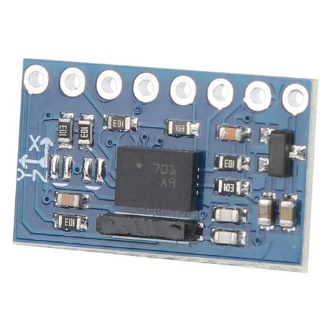 Nine Axis BNO055 Sensor Module With 3 Axis 12 Bit Accelerometer And 16 Bit Gyroscope Flexible Output For Accel Gyro And Magnetic Data Pro Grade Motion Sensor For Smartphones And Wearable Devices blue PCB board with chip and solder pads