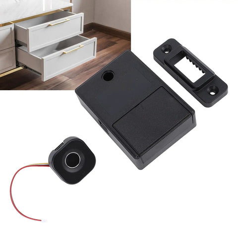 Biometric Fingerprint Cabinet Lock Keyless Entry For Drawers And Wooden Cabinets Ultra Fast 0.5 Second Unlock shown with parts