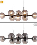 Black Glass Ball LED Pendant Light Transparent Globe Housing Decorative Hanging Fixture Chandelier Ceiling Light ON and OFF view