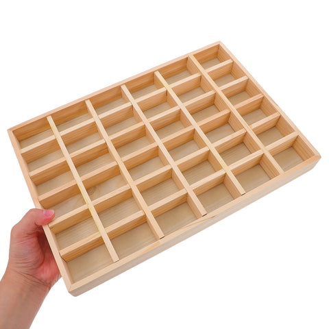 Top Tier Solid Wood Jewelry Tray Organizer Designed To Keep Your Bling Neatly Arranged In 36 Grids for bracelets and necklaces.