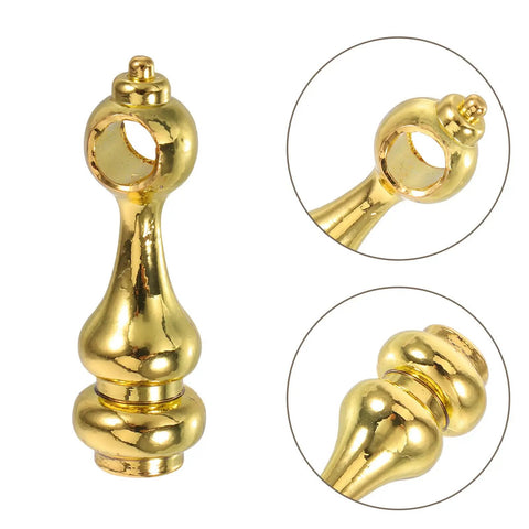 Golden Zinc Alloy Gallery Rail Fittings Kit For Glass Cabinets with detailed views of decorative shelf posts.