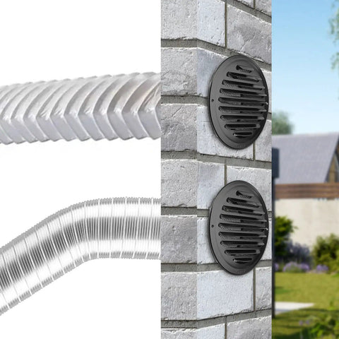 6 Inch Stainless Steel Round Air Vent Cover With Built In Fine Mesh installed on exterior brick wall for ventilation