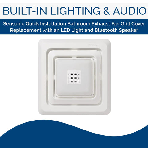 Bluetooth Speaker Grille Cover For Bathroom Exhaust Fans With LED Light, square design, quick installation emphasis