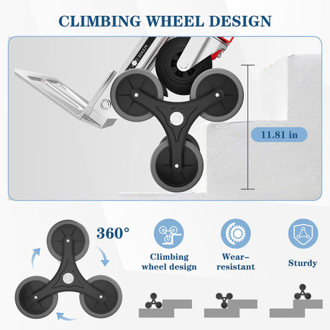 Heavy Duty Convertible Hand Truck For 1000 Lb Load with stair climbing wheels in climbing wheel design illustration