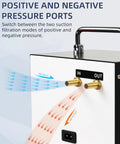 Adjustable lab vacuum pump, oil-free diaphragm, white housing with IN/OUT ports and handle