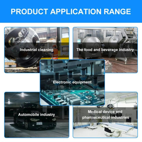 Product application range for Dry Ice Cleaning Machine For Manufacturing Equipment And Machinery Maintenance