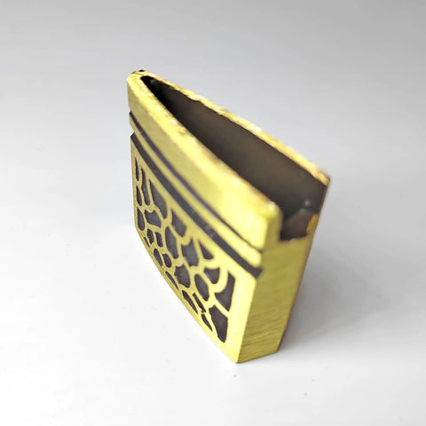 Close-up of a brass habaki ferrule with detailed pattern, part of the Habaki Ferrule Kit In Brass For Katana Wakizashi Tanto Swords