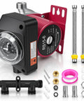 Upgraded Hot Water Recirculating Pump Kit Fits 595916 And 0955805 Models showing pump, hoses, and fittings for quick installation.