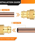 Installation guide for No Sweat Copper Press Union Coupling Heavy Duty Lead Free Brass Plumbing Fitting connecting copper pipes.