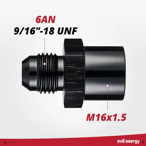 6AN To M16x1.5 Return Fuel Line Adapter And Power Steering Hose End Connector Aluminum For Vortec 87 98 Chevy Truck 6061 T6 Black Anodized High Strength Build And O Ring Compatible Seal, 6AN to M16x1.5 fitting