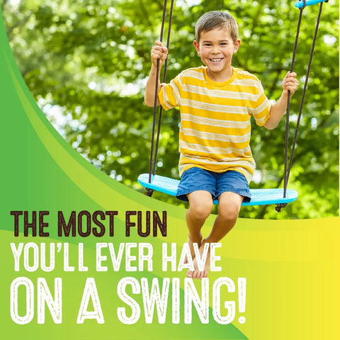 Child enjoying Kick Stand Up Tree Swing For Backyard And Outdoor Swingsets Kid Friendly Platform Swing With Adjustable Handles Weatherproof