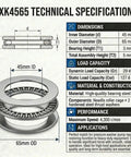Pro Grade Heavy Duty Needle Roller Thrust Bearing and Washer Set dimensions and specifications chart 4565 2AS