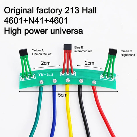 Hall Sensor Board Replacement For Electric Bikes And Scooters, 213 Hall N41 4601 Hall Effect Sensor, PCB board with colored wires