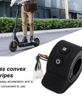 Finger Throttle For Electric Scooters Ultra Sensitive Accelerator Control with convex stripes, shown in urban setting