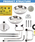 Emergency Eyewash And Shower Station Kit With Dual Nozzles And Built In Water Filter ANSI Z3581 Compliance OSHA Approved Safety Eyewash Shower Combo components.