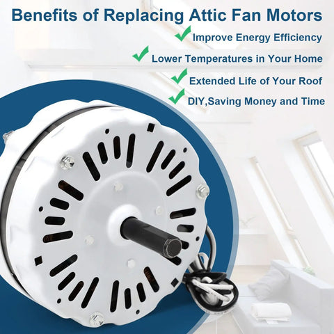 Attic Power Vent Motor Replacement Kit For Lomanco Lomancool 2000 And 1800 Series with benefits listed in background