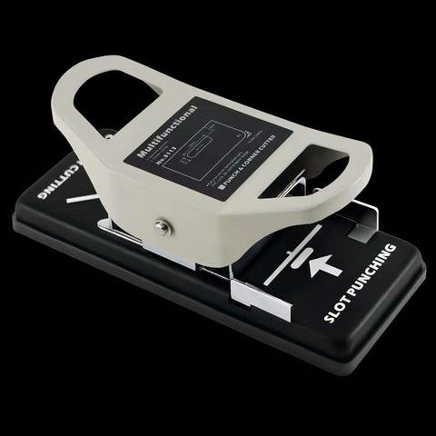 2-In-1 Slot Hole Punch For Paper And PVC Cards - Heavy Duty All Metal Corner Rounding And Slot Punch Tool with centering guide