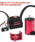 Surpass Hobby 3660 Brushless Motor With 60A ESC Combo shown with components for 1/10 RC cars and trucks, aluminum heatsink
