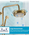 Brass Wall Mount Shower Faucet Set With 8 Inch Rain Shower Head Dual Cross Handles Handheld Spray Two Function Diverter Exposed System