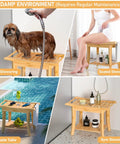 Bamboo Spa Shower Bench With Storage Shelf Non Slip Bath Stool for pets, seating, poolside use, gym showering, comfort sit.