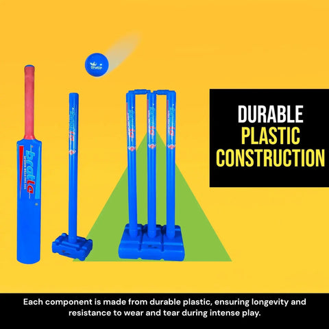 Size 6 Plastic Cricket Set Blue For Backyard And Beach Play This All In One Kit Comes With Bat Wind Ball Stumps And Non Striker