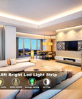 Cozy Warm White LED Strip Lights 32.8ft Dimmable Rope Light With RF Remote Control 600 Bright 2835 LEDs At 3000K in living room