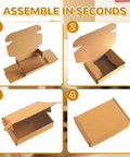 Bulk 300 Pack Small Shipping Boxes 6 X 4 X 1.5 Inches Corrugated Kraft Mailers assembled in four steps