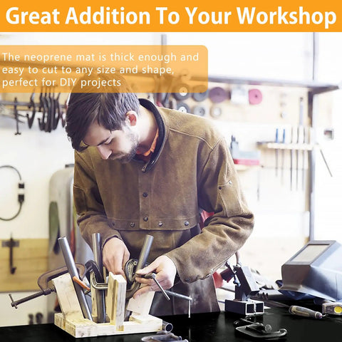 Man in workshop using Solid Neoprene Rubber Sheets And Strips For DIY Gasket Material Sealing Liners Shields Padding And Weather Stripping