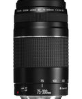 75-300mm Telephoto Zoom Lens For Canon EF Mount With F4-5.6 Aperture, Go-To Autofocus, Smooth Focus, Compact Black