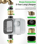 Close-up of 2026 Upgrade Sprinkler Timer With Brass Inlets And Outlets For Garden Hose Programmable Water Timer detail view.