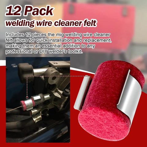 Welding Wire Cleaner Pads Red Felt Lubricator Pads For Wire Feeders 12 Pack, enhancing smooth wire feeding.