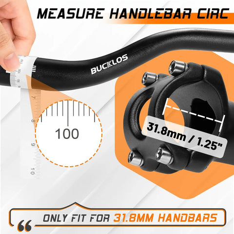 Measuring diameter for Beefy Adjustable Bike Stem For 31.8mm And 25.4mm Riser Handlebars With Tilt Range From Minus 60 To Plus 60 Degrees 100 110 120 130 140mm Lengths Lightweight Stiff Aluminum Mountain Bike Stem For MTB Road Electric Bike BMX