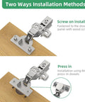 50 Pack 25 Pairs Inset Soft Close Cabinet Hinges Clip On Plate 45 To 110 Degrees Frameless European Cabinet Door Hinge 3D Adjustable Silent Self Closing installing methods