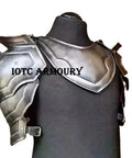 Medieval Pauldrons With Gorget Armor Kit for Knight LARP SCA Reenactment Halloween Cosplay Costume on mannequin