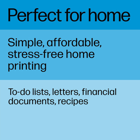 Text graphic promoting simple, affordable, stress-free home printing for to-do lists, letters, and documents.