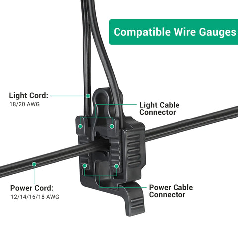 20 Pack Low Voltage Wire Connectors For Landscape Lighting, Waterproof Cable Joiners showing wire gauge compatibility