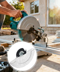 Protective Guard For 10 Inch Miter Saw LS1040N, Clear Transparent Head Shield Replacement 11.4 By 8 Inch shown in use outdoors.