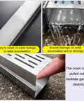 All In One Stainless Steel Trench Drainage System Kit With Outdoor Grate For Courtyards And Driveways, water flowing through grate